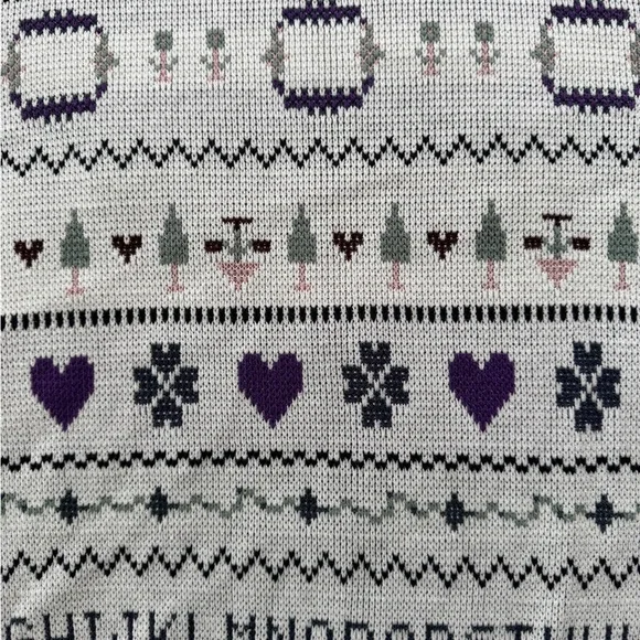 Vintage alphabet White and Purple Patterned Sweater teacher small - Picture 8 of 12